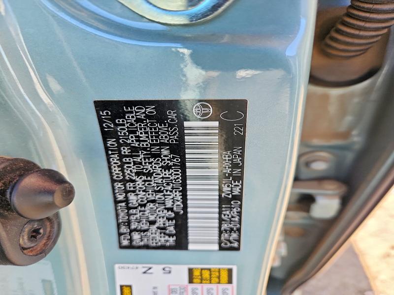 57190996 :رقم المزاد ، JTDKARFU1G3001767 vin ، 2016 Toyota Prius مزاد بيع