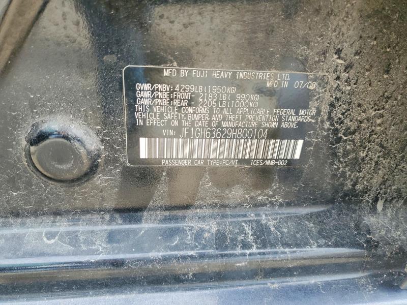 Aukcja sprzedaży 2009 Subaru Impreza Sedan Gt Aut, vin: JF1GH63629H800104, numer aukcji: 59106476