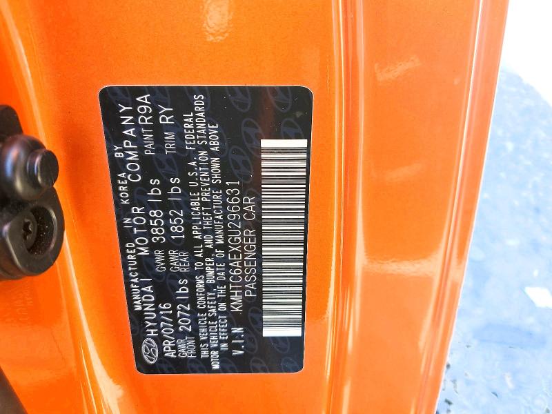 58087176 :رقم المزاد ، KMHTC6AEXGU296631 vin ، 2016 Hyundai Veloster مزاد بيع