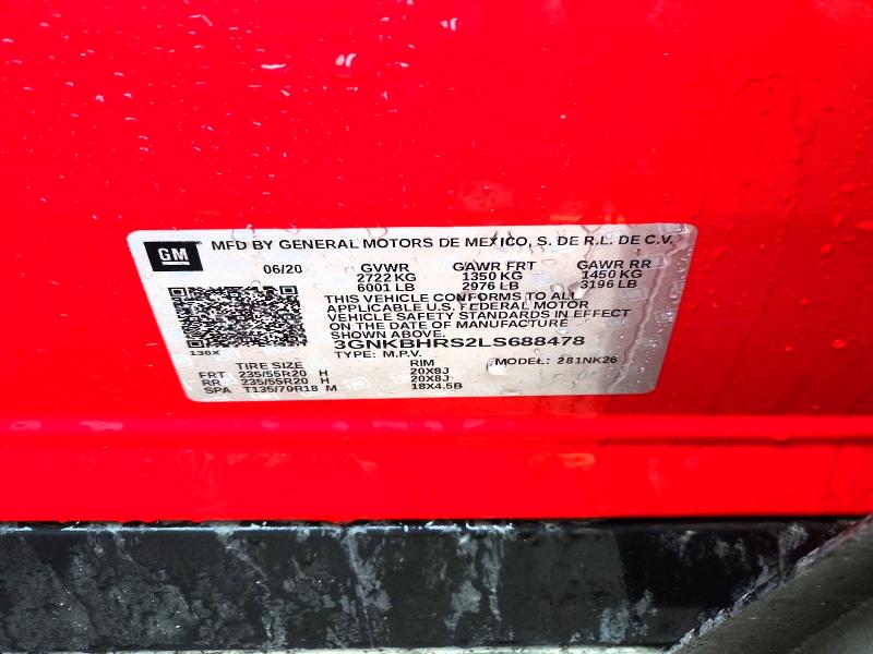 58101256 :رقم المزاد ، 3GNKBHRS2LS688478 vin ، 2020 Chevrolet Blazer مزاد بيع
