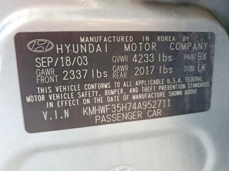 Продажа на аукционе авто 2004 Hyundai Sonata, vin: KMHWF35H74A952711, номер лота: 59287696