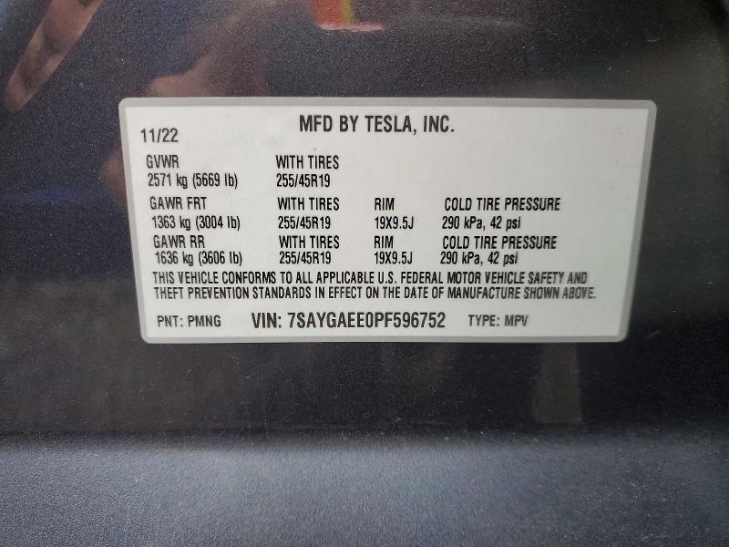 Aukcja sprzedaży 2023 Tesla Model Y, vin: 7SAYGAEE0PF596752, numer aukcji: 55880566