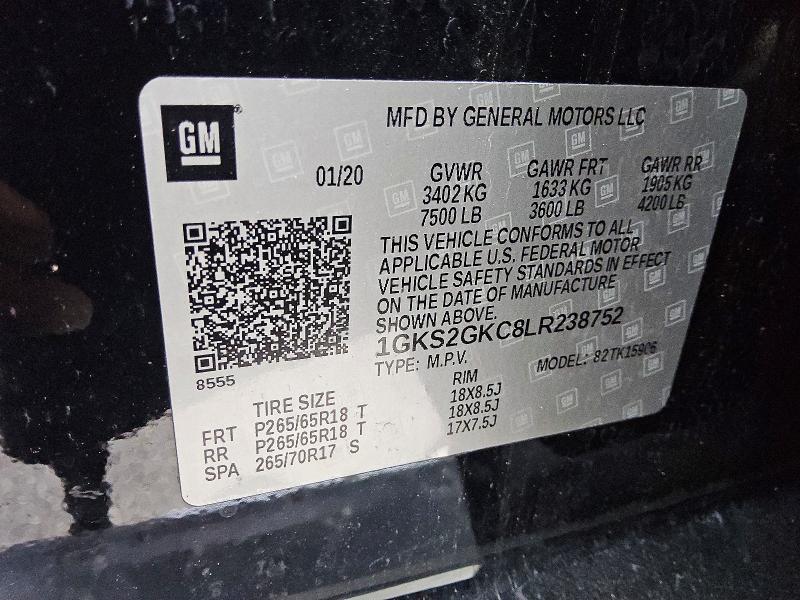 55632766 :رقم المزاد ، 1GKS2GKC8LR238752 vin ، 2020 Gmc Yukon Xl مزاد بيع