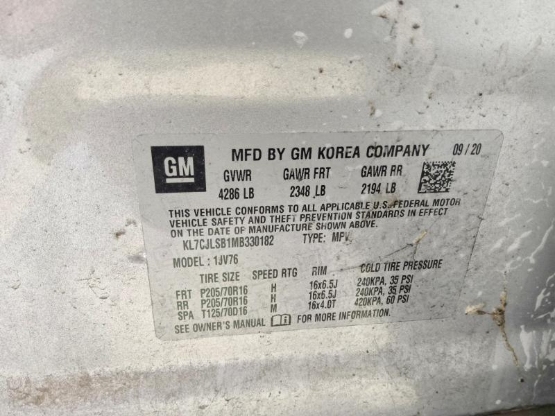 Aukcja sprzedaży 2021 Chevrolet Trax, vin: KL7CJLSB1MB330182, numer aukcji: 58075916
