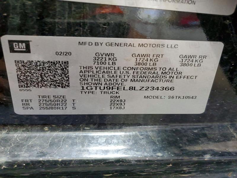 Продаж на аукціоні авто 2020 Gmc Sierra, vin: 1GTU9FEL8LZ234366, номер лоту: 57058466