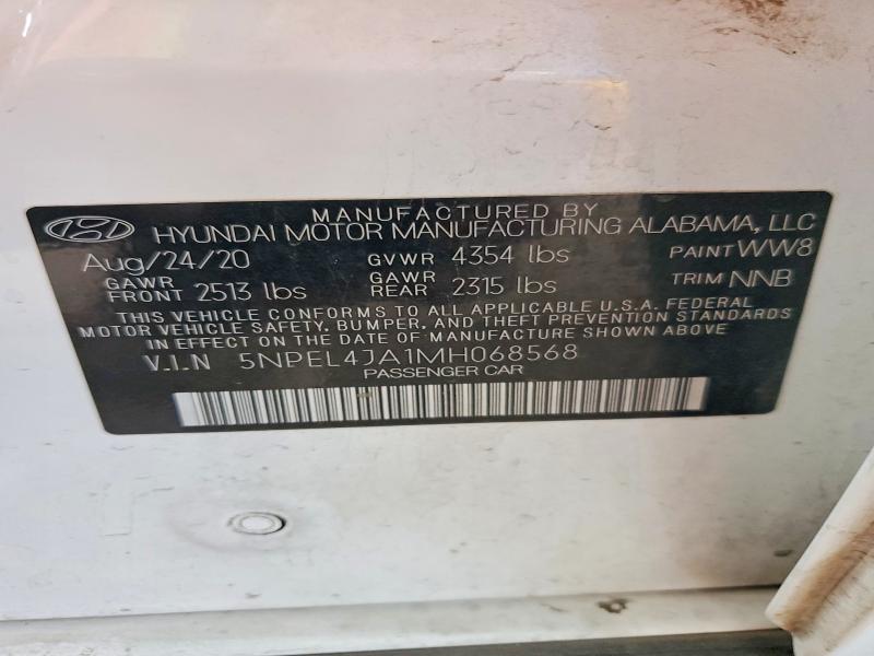 58286706 :رقم المزاد ، 5NPEL4JA1MH068568 vin ، 2021 Hyundai Sonata مزاد بيع