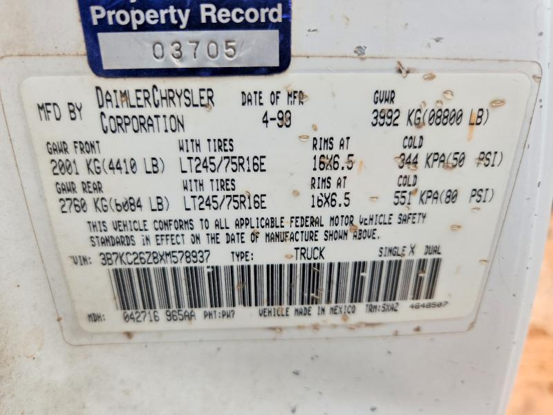 56077376 :رقم المزاد ، 3B7KC26Z8XM578937 vin ، 1999 Dodge Ram 2500 مزاد بيع