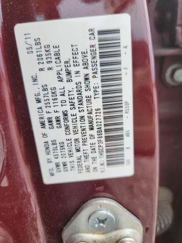 57477426 :رقم المزاد ، 1HGCP3F86BA027726 vin ، 2011 Honda Accord مزاد بيع