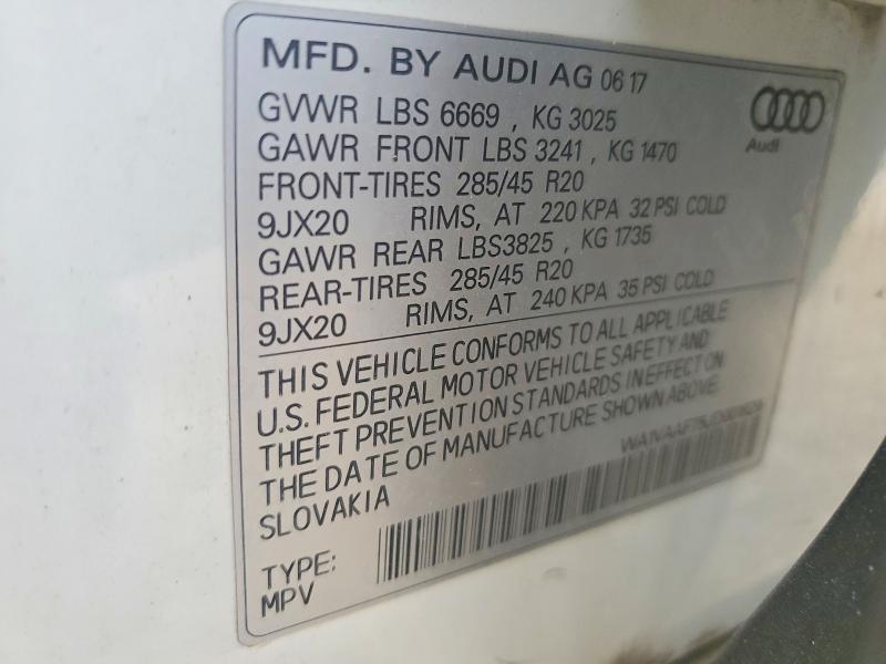 Aukcja sprzedaży 2018 Audi Q7, vin: WA1VAAF75JD001629, numer aukcji: 56654436