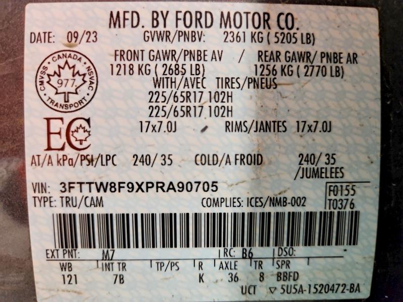 Продажа на аукционе авто 2023 Ford Maverick, vin: 3FTTW8F9XPRA90705, номер лота: 56048396