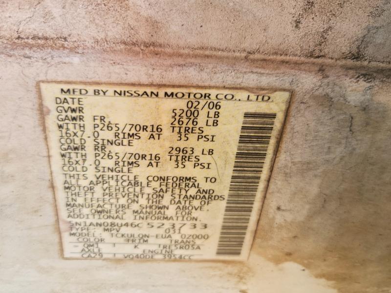 58620276 :رقم المزاد ، 5N1AN08U46C523733 vin ، 2006 Nissan Xterra مزاد بيع