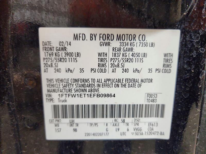 Aukcja sprzedaży 2014 Ford F150, vin: 1FTFW1ET1EFB09864, numer aukcji: 57975386