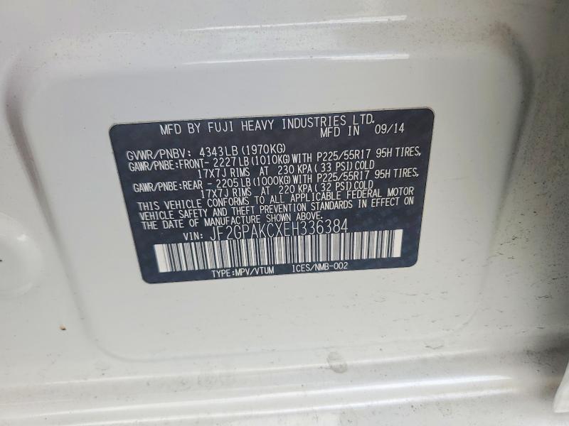Продаж на аукціоні авто 2014 Subaru Xv Crosstrek, vin: JF2GPAKCXEH336384, номер лоту: 57176506