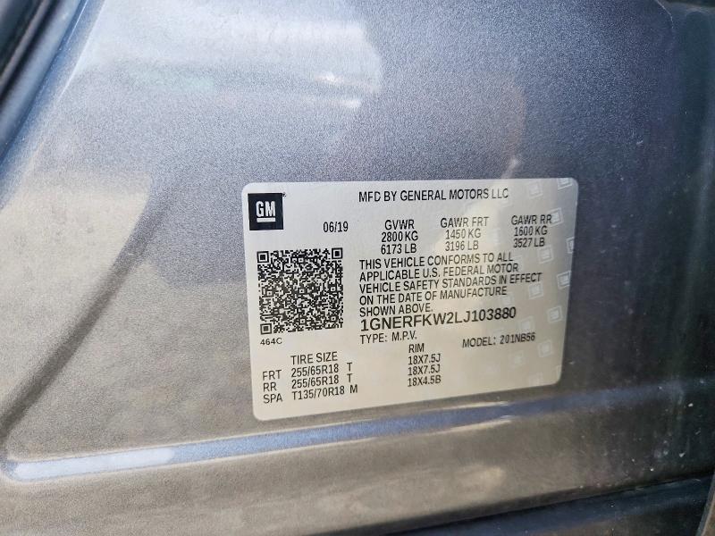 Aukcja sprzedaży 2020 Chevrolet Traverse, vin: 1GNERFKW2LJ103880, numer aukcji: 56752886