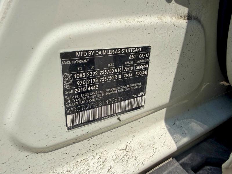 Aukcja sprzedaży 2018 Mercedes-benz Gla, vin: WDCTG4GB8JJ432686, numer aukcji: 59308976