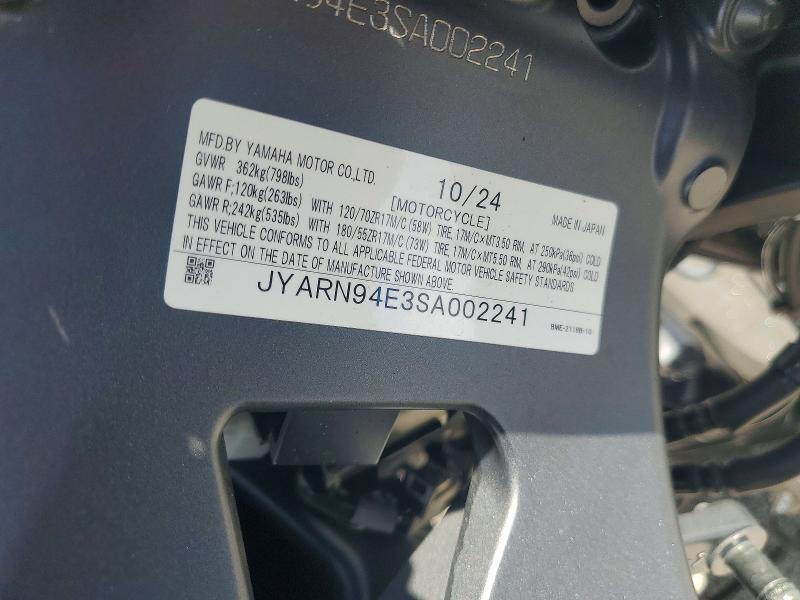 Aukcja sprzedaży 2025 Yamaha Mt09, vin: JYARN94E3SA002241, numer aukcji: 56241596