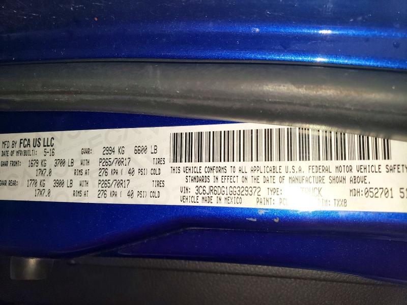 2016 Ram 1500 მანქანა იყიდება აუქციონზე, vin: 3C6JR6DG1GG329372, აუქციონის ნომერი: 56709366