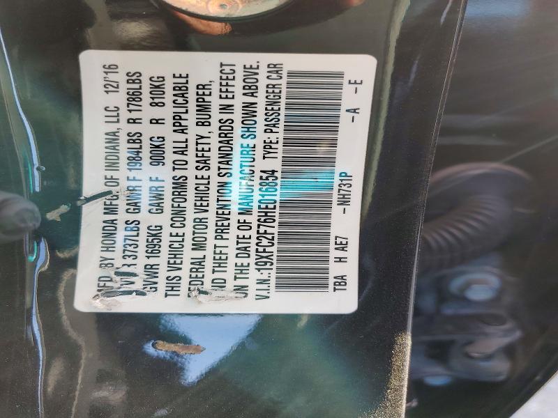 Aukcja sprzedaży 2017 Honda Civic, vin: 19XFC2F76HE016854, numer aukcji: 56090076