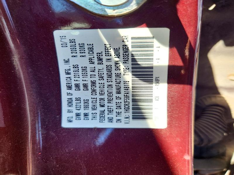 2015 Honda Accord მანქანა იყიდება აუქციონზე, vin: 1HGCR2F58FA148175, აუქციონის ნომერი: 57255526
