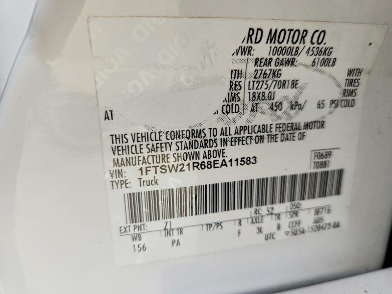 55727056 :رقم المزاد ، 1FTSW21R68EA11583 vin ، 2008 Ford F250 مزاد بيع