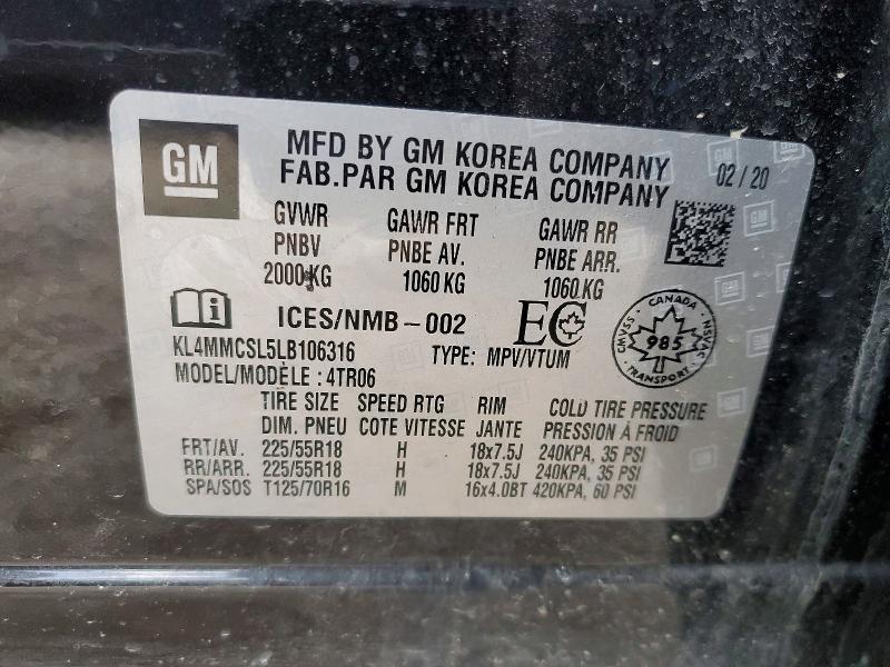2020 Buick Encore Gx მანქანა იყიდება აუქციონზე, vin: KL4MMCSL5LB106316, აუქციონის ნომერი: 57642516