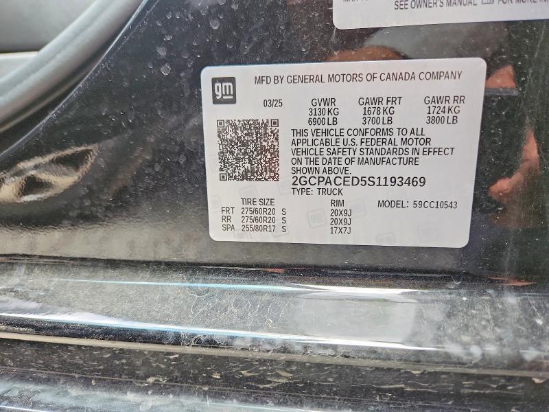 2025 Chevrolet Silverado მანქანა იყიდება აუქციონზე, vin: 2GCPACED5S1193469, აუქციონის ნომერი: 55093466