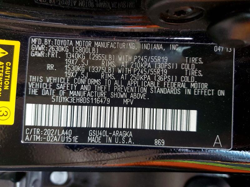 Aukcja sprzedaży 2013 Toyota Highlander, vin: 5TDYK3EH8DS116479, numer aukcji: 56538996