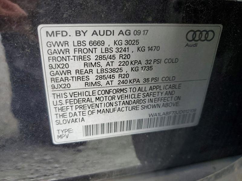 Продажа на аукционе авто 2018 Audi Q7, vin: WA1LABF73JD012108, номер лота: 57321016