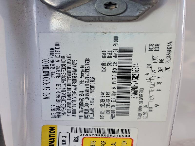 57967226 :رقم المزاد ، 3FA6P0H9XGR216544 vin ، 2016 Ford Fusion مزاد بيع