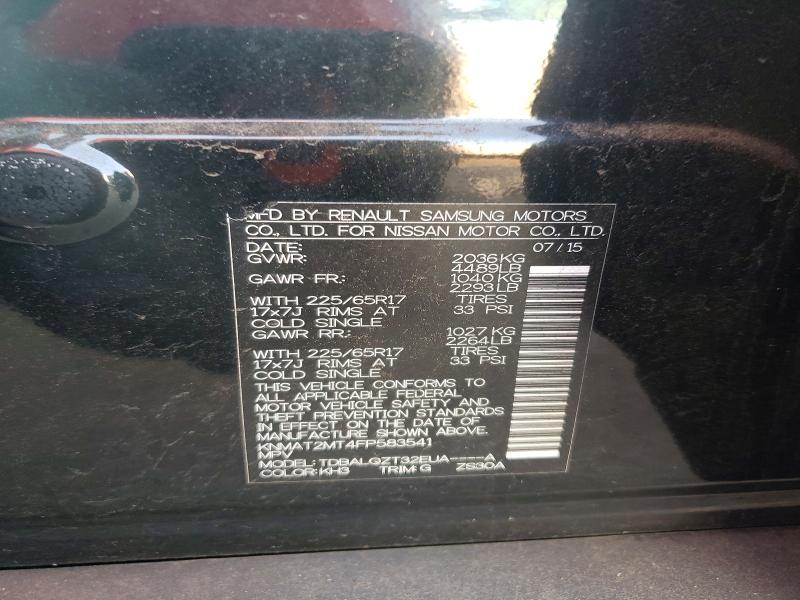 Продаж на аукціоні авто 2015 Nissan Rogue, vin: KNMAT2MT4FP583541, номер лоту: 58927556