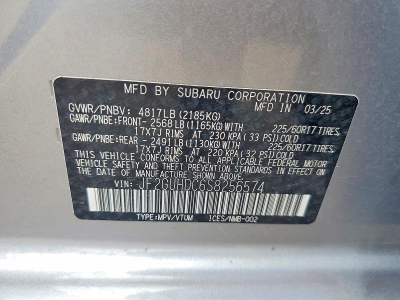 2025 Subaru Crosstrek მანქანა იყიდება აუქციონზე, vin: JF2GUHDC6S8256574, აუქციონის ნომერი: 58918546