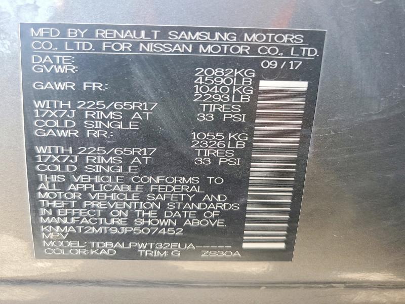 2018 Nissan Rogue მანქანა იყიდება აუქციონზე, vin: KNMAT2MT9JP507452, აუქციონის ნომერი: 56540196