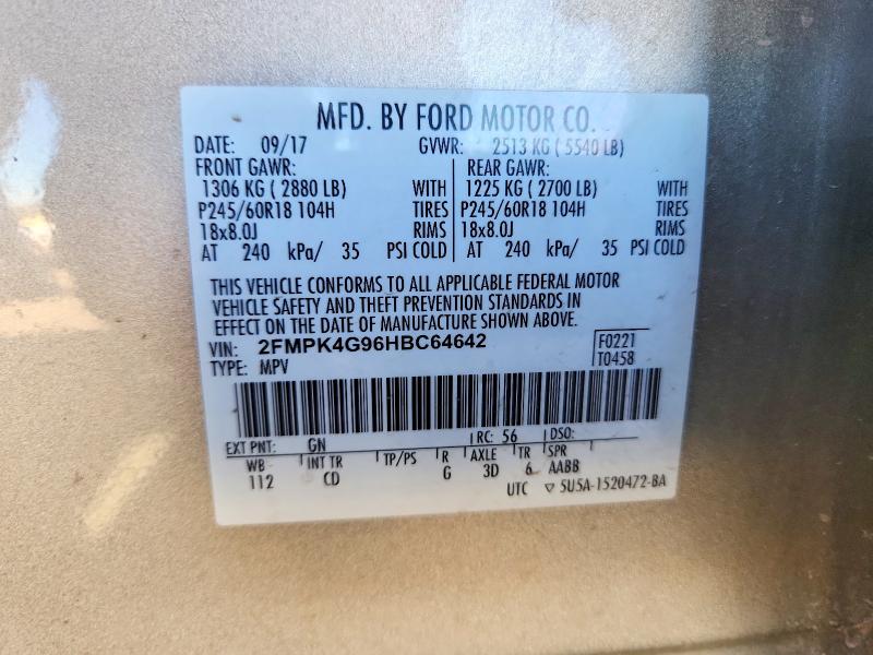 Aukcja sprzedaży 2017 Ford Edge, vin: 2FMPK4G96HBC64642, numer aukcji: 59084116
