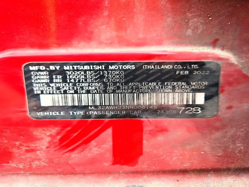 Продажа на аукционе авто 2022 Mitsubishi Mirage, vin: ML32AWHJ3NH006148, номер лота: 57475866