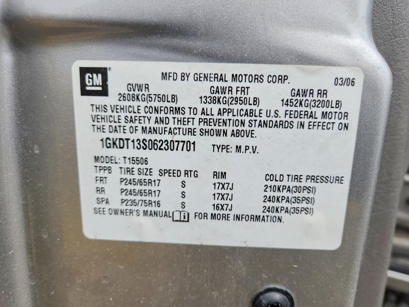 2006 Gmc Envoy მანქანა იყიდება აუქციონზე, vin: 1GKDT13S062307701, აუქციონის ნომერი: 58183656