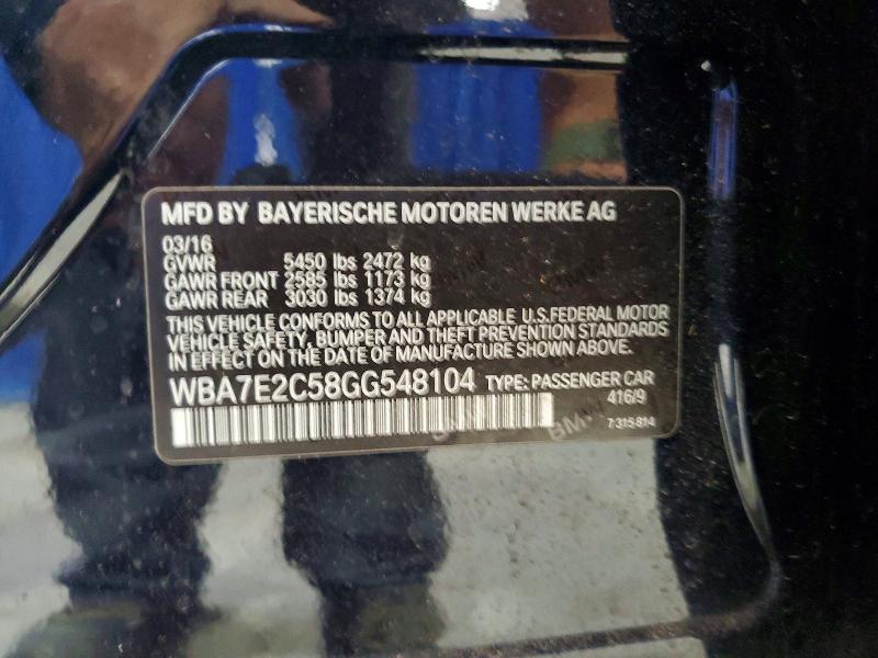Aukcja sprzedaży 2016 Bmw 740, vin: WBA7E2C58GG548104, numer aukcji: 58695686