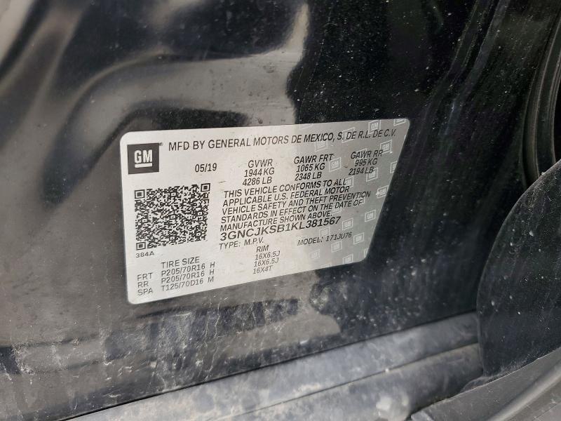 Продажа на аукционе авто 2019 Chevrolet Trax, vin: 3GNCJKSB1KL381567, номер лота: 55734816