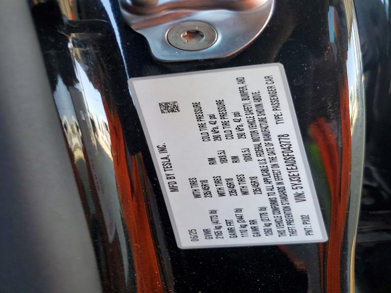 Продаж на аукціоні авто 2025 Tesla Model 3, vin: 5YJ3E1EA0SF043778, номер лоту: 56121916