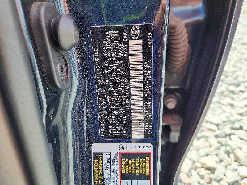 Auction sale of the 2016 Toyota Camry, vin: 4T1BF1FK1GU609375, lot number: 57107626