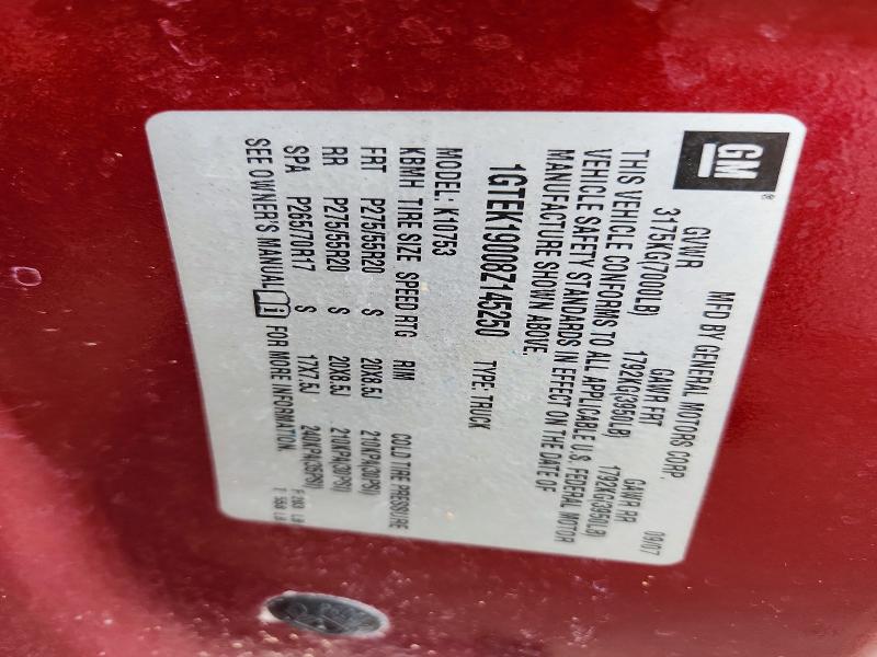 Aukcja sprzedaży 2008 Gmc Sierra, vin: 1GTEK19008Z145250, numer aukcji: 56707516