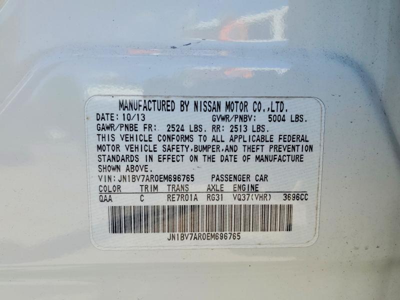 56498556 :رقم المزاد ، JN1BV7AR0EM696765 vin ، 2014 Infiniti Q50 مزاد بيع
