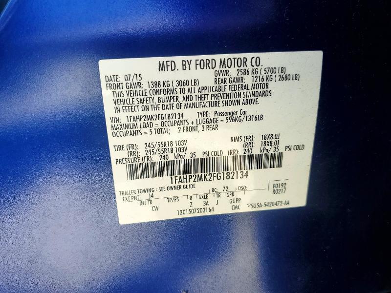 58861866 :رقم المزاد ، 1FAHP2MK2FG182134 vin ، 2015 Ford Taurus مزاد بيع