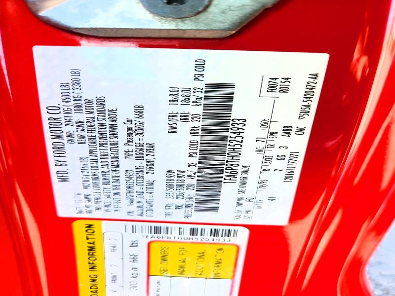 2017 Ford Mustang მანქანა იყიდება აუქციონზე, vin: 1FA6P8TH0H5254933, აუქციონის ნომერი: 58508946