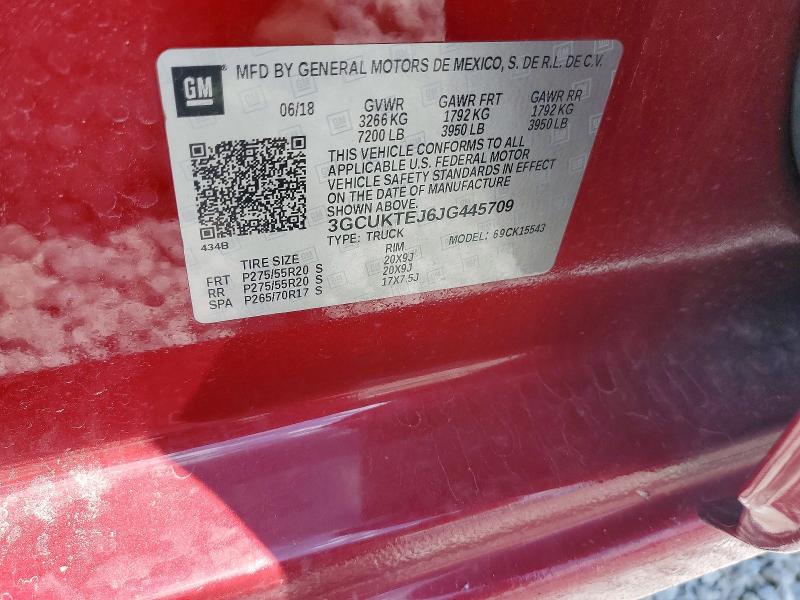 Продаж на аукціоні авто 2018 Chevrolet Silverado, vin: 3GCUKTEJ6JG445709, номер лоту: 56938466
