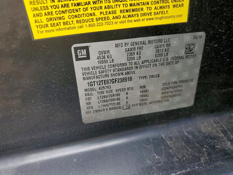 57585726 :رقم المزاد ، 1GT12TE87GF238918 vin ، 2016 Gmc Sierra مزاد بيع