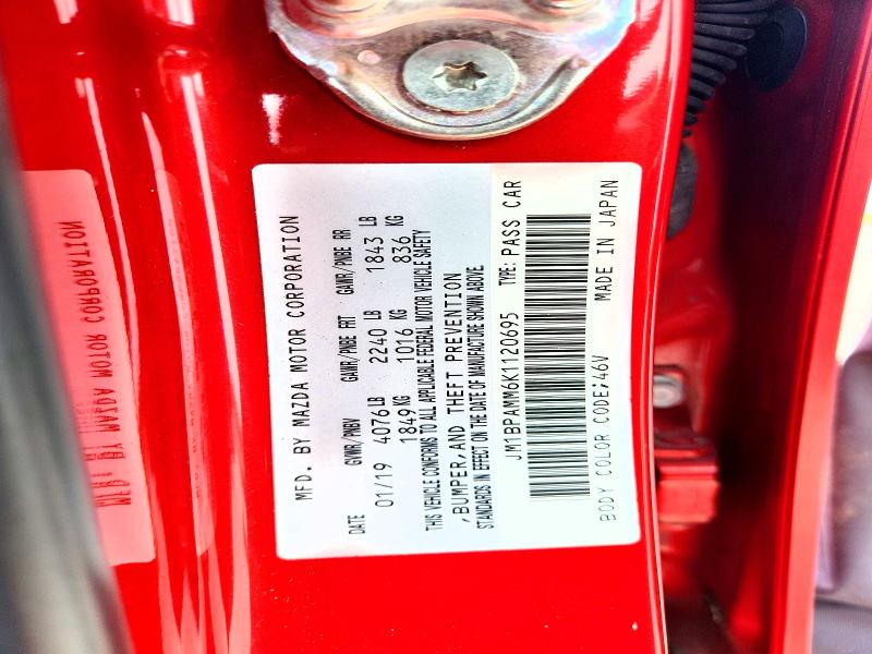 2019 Mazda 3 მანქანა იყიდება აუქციონზე, vin: JM1BPAMM6K1120695, აუქციონის ნომერი: 58463756