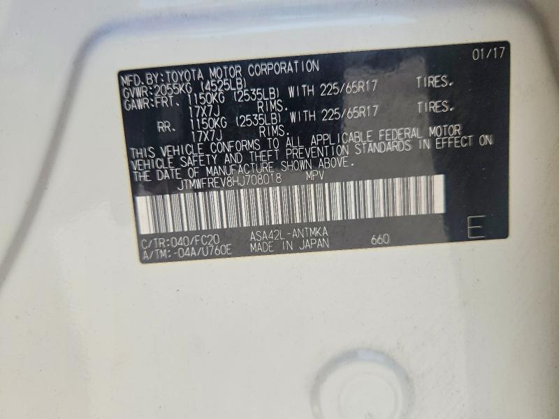 2017 Toyota Rav4 მანქანა იყიდება აუქციონზე, vin: JTMWFREV8HJ708018, აუქციონის ნომერი: 58540176