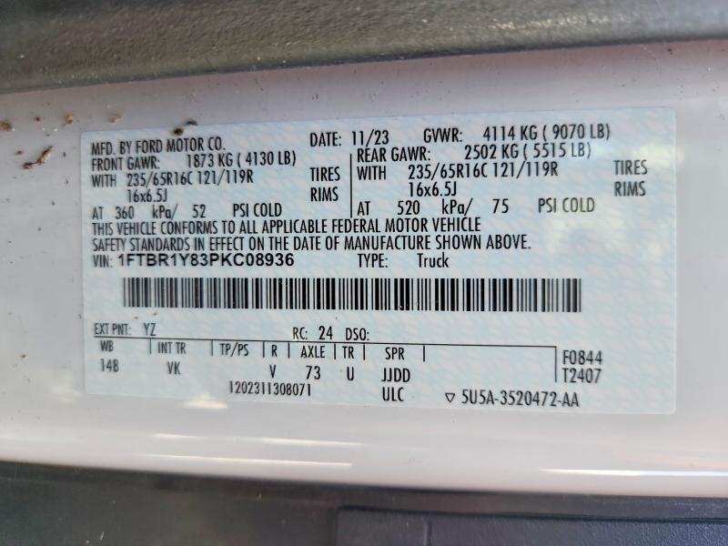 Aukcja sprzedaży 2023 Ford Transit, vin: 1FTBR1Y83PKC08936, numer aukcji: 58256976