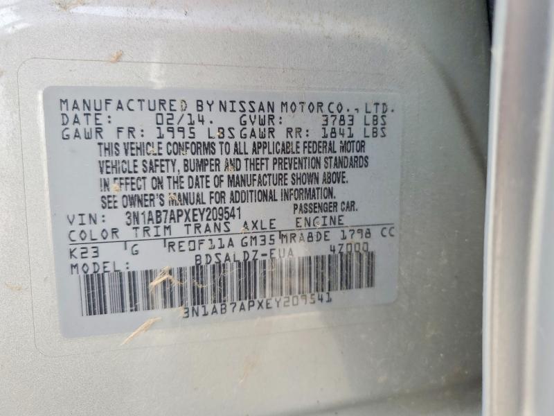 56965886 :رقم المزاد ، 3N1AB7APXEY209541 vin ، 2014 Nissan Sentra مزاد بيع