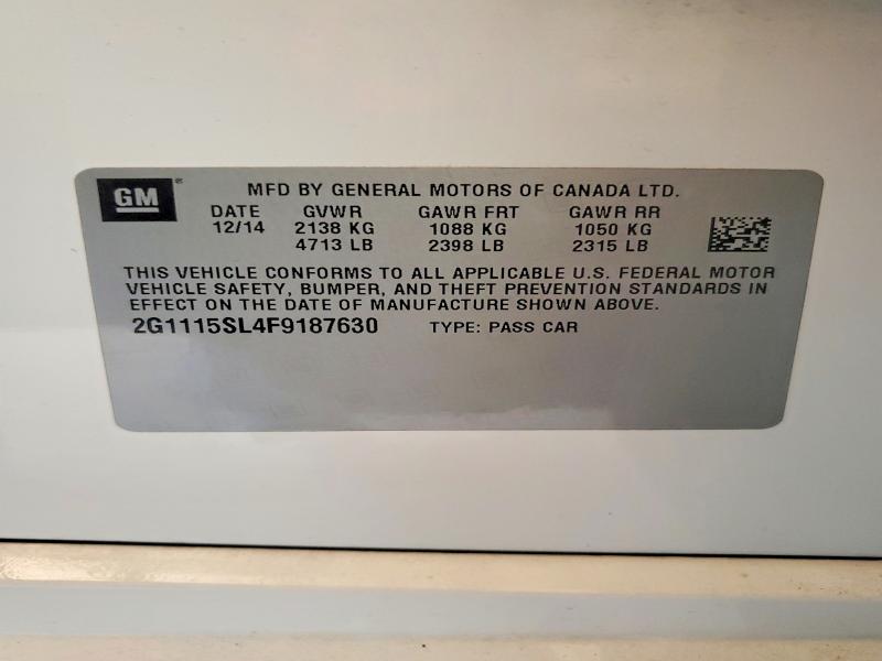 Aukcja sprzedaży 2015 Chevrolet Impala, vin: 2G1115SL4F9187630, numer aukcji: 55234726